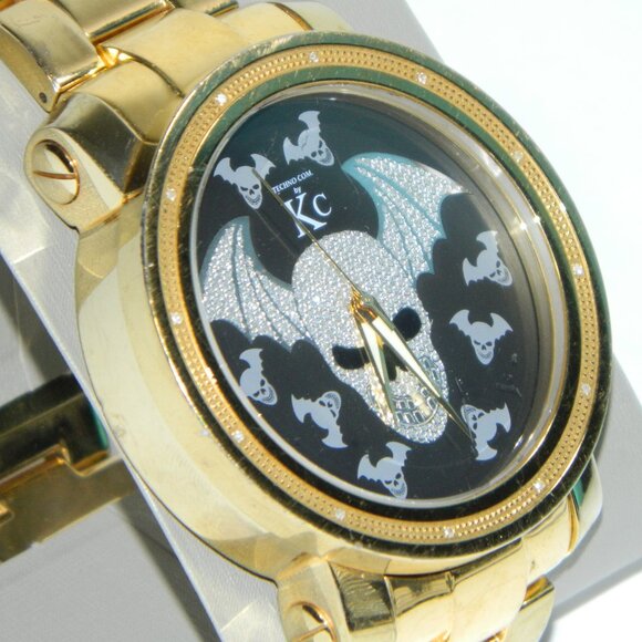Techno.com by KC Rare Unique 2015 Men's Watch with Diamond Bat Skull Head - Picture 4 of 15